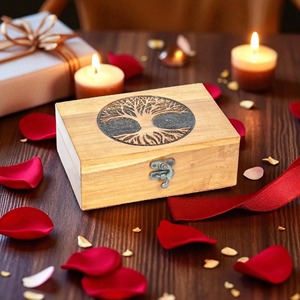 Boîte en bois gravée au laser personnalisée professionnelle, boîte à bijoux gravée au laser, boîte de rangement, vente en gros, étui d'entreprise - Product Image 4