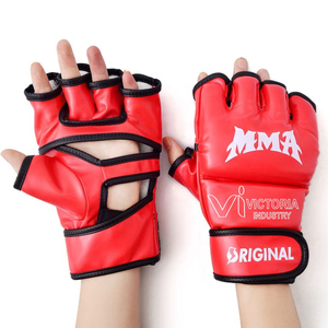 Gants d'entraînement de boxe MMA en cuir PU de haute qualité personnalisés, demi-doigts, gants UFC MMA - Product Image 3