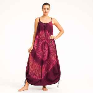 Robe longue maxi pour femme, rouge tie-dye, écologique, lavable, à bretelles spaghetti, manches courtes, style bohème, été - Product Image 6