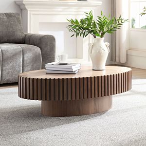 Tavolino moderno artigianale da 43.7 pollici con ellisse a tamburo con robusto piedistallo piccolo Design ovale per soggiorno - Product Image 6
