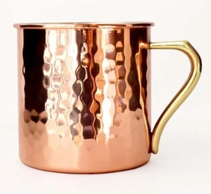 Mug à Moscow Mule portable en cuivre martelé à double paroi de 16 oz avec poignée pour bar à domicile et fêtes - Artisanat indien - Product Image 2