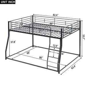 Letto a castello in metallo Full XL con base a letto matrimoniale, nero, mobile durevole ed elegante - Product Image 6