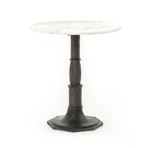Minimalist Aluminum <b>Marble</b> Top Round Shape Black Antique Finish <b>Side</b> <b>Table</b> Luxury Good Looking Living Room Decor Furniture - Product Image 1