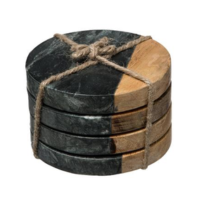 Ensemble de sous-verres ronds en marbre, écologiques, durables, lavables, en pierre naturelle, faits à la main, pour la maison et la salle à manger - Product Image 5