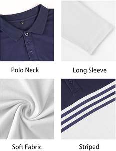 Camisa Polo de Manga Larga para Hombre, a Rayas, de Algodón, Absorbente de Humedad, Cuello Clásico, Casual, para Golf - Product Image 5