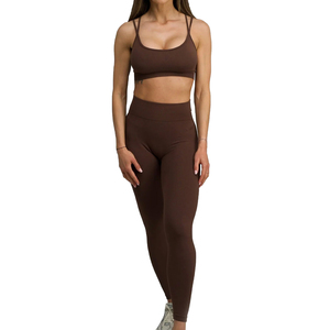Workout Sets Two Piece Bra and Leggings Yoga Sets Women <b>Padded</b> Stretchy Matching Solid Colour High Waist Leggings Sets Gym - Product Image 1