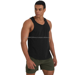 Singlet de sport confortable en coton, ourlet arrondi, fentes latérales, débardeur pour la course à pied, l'entraînement et la salle de sport - Product Image 1