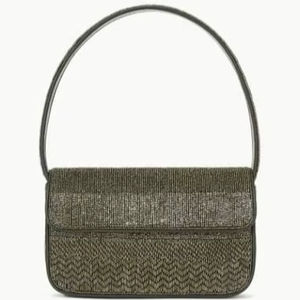 Olive Green Glass Beaded Shoulder Bag Chevron Pattern Flap <b>Handbag</b> Women Evening Party Clutch Purse Handmade Bead <b>Satchel</b> Bag - Product Image 1