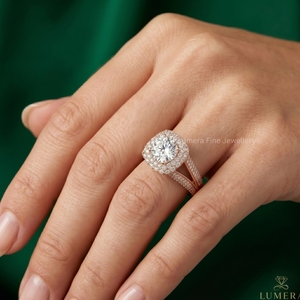 Luxury Double Halo Moissanite Engagement Jewelry for Women in <b>925</b> Sterling <b>Silver</b>, 9K 10K 14K 18K Rose Gold, IGI Certified - Product Image 5