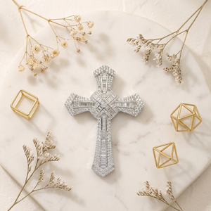 Pendentif Croix Glacée 4 Couches en Argent Sterling 925 Plaqué Or 14K, Style Hip Hop 2025, Bijoux Tendance en Zircon, Prix Usine, Hommes Femmes - Product Image 2
