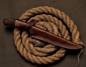 Cuchillo de Filetear de Acero de Damasco Hecho a Mano por A&M Enterprises con Mango de Madera de Palisandro, Refuerzo de Acero y Funda de Cuero a Juego - Product Image 5