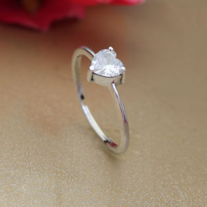 Anillo de Plata con Corazón de Cristal Estilo Rajastaní, Banda Ajustable, Diseño Brillante, Anillos de Plata de Ley 925 para Mujeres y Niñas - Product Image 4