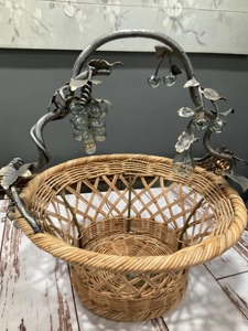 Eye Catching Metal And Rattan Fruit <b>Basket</b> Perfect For <b>Gift</b> Hampers Weddings And Special Occasions And Tabletop Decoration - Product Image 5