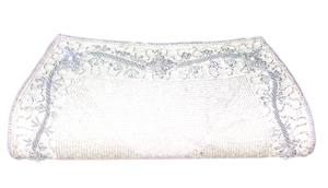 Handmade Beaded <b>Clutch</b> Evening <b>Bag</b> With Floral Embroidery White Party Accessory - Product Image 1