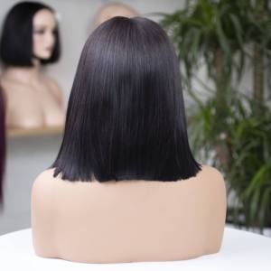 Perruque Bob Courte Droite avec Dentelle Frontale, Noire Naturelle, Sans Colle, 100% Cheveux Humains Vietnamiens - Product Image 3