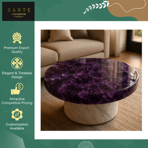 Nouvelles arrivées en stock, meubles de décoration intérieure, designs géométriques organiques personnalisés de haute qualité, pierre d'améthyste, écologiques, faciles à nettoyer - Product Image 3