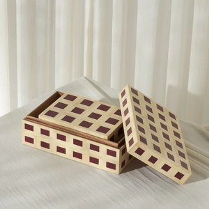 Caja de Joyería Rectangular Decorativa Artesanal con Incrustaciones de Hueso, Estilo Clásico en Relieve, Interior de Terciopelo de Alta Gama para el Mercado Internacional - Product Image 1