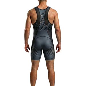 Combinaison de lutte à haute élasticité, design dégradé gris foncé, combinaison de compression professionnelle, combinaison de lutte pour hommes, combinaison d'entraînement - Product Image 2