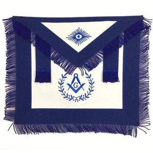 Master Mason Blue Lodge <b>Apron</b> - <b>White</b> & Navy Blue with Blue Fringe regalia suppliers with exceptional craftsmanship Custom - Product Image 1