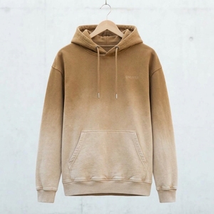 เสื้อฮู้ดผู้ชายสีแทนไล่เฉดแบบสวมหัว ผ้าฟลีซ สกรีนโลโก้ได้ สไตล์สตรีทแวร์ลำลอง หนานุ่ม - Product Image 1