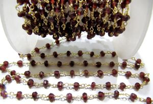 Cadena de cuentas facetadas de 3-4 mm de cuarzo hidroforzado místico con revestimiento de granate. - Product Image 2