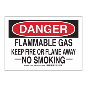 Panneau de signalisation interdiction de fumer pour gaz inflammables pour laboratoires et zones industrielles par Brady - Product Image 2