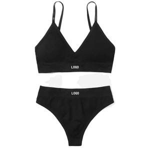 Conjunto de sujetador sin costuras personalizado para mujer Casual Beauty Back Cómoda ropa interior de talla grande Correa ajustable Sujetador sólido Tanga Panty - Product Image 1