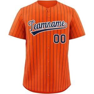 Camiseta con botones de béisbol a rayas personalizada con número de nombre personalizado naranja/rayas azul marino tallas para hombres/mujeres/jóvenes-31 - Product Image 5