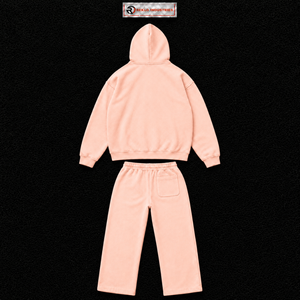 Conjunto Deportivo Personalizado Color Rosa Melocotón para Hombre, Sudadera con Cierre y Pantalones Jogger, Venta al Por Mayor, Ropa Deportiva Informal de Felpa - Product Image 6