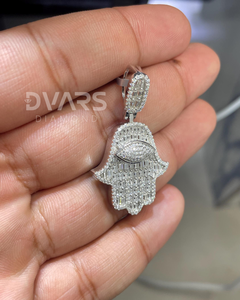 Colgante Amuleto Mano de Fátima de Plata de Ley 925 con Moissanita, Joyería de Lujo con Baño de Oro Rodio y Ojos Personalizados, Religioso - Product Image 4