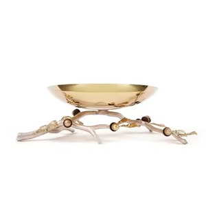 Bol de service ovale en acier inoxydable argenté de qualité supérieure pour table de mariage, avec bordure en forme de branche d'acorn, pour apéritifs - Product Image 4