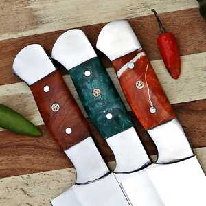Couteau de chef de cuisine en acier carbone de haute qualité, lame pleine longueur, avec étui en cuir, OEM ODM, couteaux de cuisine ultra-affûtés, manche ergonomique - Product Image 4
