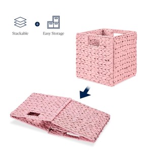 Cesta de Almacenamiento de Jacinto de Agua, Plegable, Tejida a Mano, Organizadores Multiusos para Sala de Estar, Habitación Infantil y Guardería - Product Image 5