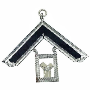 Collier maçonnique personnalisé Past Master avec bijou carré et compas en argent, Régalia maçonnique - Product Image 1