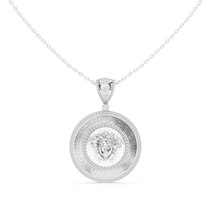 Collar con Colgante de Diamante Cultivado en Laboratorio en Oro Blanco de 14K, Collar con Dije Redondo para Mujer, Regalo para Boda o Fiesta - Product Image 5