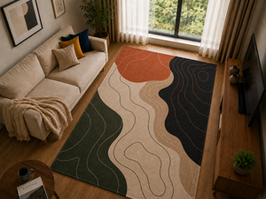 Custom Hand Tufted Wool <b>Rug</b> Modern Abstract Topographic Earth Tone Area <b>Rug</b> for Living Room Mid Century <b>Boho</b> Carpet OEM - Product Image 6