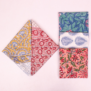 Handmade Organic Cotton Floral Vintage Block Print Scarf Lightweight Eco-Friendly Hair/Neck Wrap Bohemian Unisex Accessory - Product Image 1