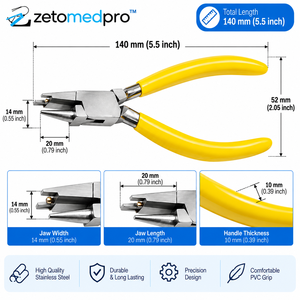 Jewelry <b>Pliers</b> <b>Set</b> Flat Round Specialty <b>Pliers</b> PVC Grip 5.5in Stainless Steel Silver Custom Grip Color ZETOMEDPRO - Product Image 4