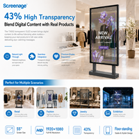 Affichage numérique publicitaire sur écran tactile OLED transparent pour intérieur, totem sur pied, affiche numérique pour la vente au détail, affiche numérique éducative