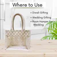 Sacs-cadeaux en jute de faveur de mariage de taille moyenne écologiques les plus vendus pour les paniers de chambre panier avec fenêtre transparente à l'avant