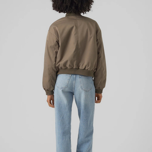 Women's Cropped Bomber <b>Jacket</b> Fashion <b>Zip</b> <b>Up</b> Casual Outerwear Unbranded Custom OEM ODM Manufacturer - Product Image 3