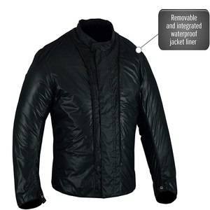Blouson de moto pour homme noir, bleu et gris, style motard, fermeture éclair, col montant, coupe classique, coupe-vent - Product Image 4