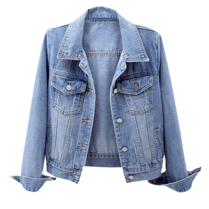 Veste en jean décontractée pour femme, style vintage, délavée, manches trois-quarts, multicolore, printemps-automne, tailles variées - Product Image 6