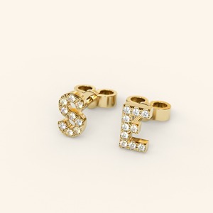 Pendientes de Oro Rosa con Diamantes e Iniciales, 10K, 14K, 18K, Pendientes Personalizados con Letras, Joyería con Nombre Personalizado, Regalo Elegante para Mujer - Product Image 2