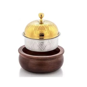 Luxury Wood & Metal <b>Serving</b> <b>Dish</b> <b>Set</b> Of 3 Elegant Handcrafted Design Durable, High Quality Gold Finish For Premium Dining - Product Image 4