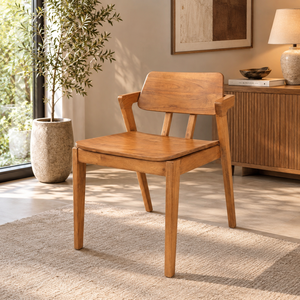Fauteuil de salle à manger en teck massif naturel, style moderne et minimaliste, pour projets hôteliers, vente en gros, Jepara, Indonésie - Product Image 6