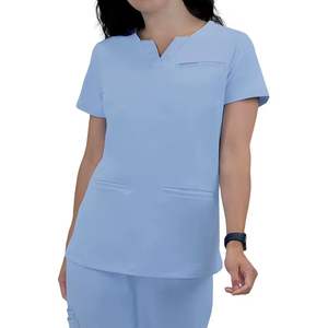 Ensemble de Blouses Médicales Unisexe en Spandex/Polyester Confortables à Col en V et Manches Courtes avec Pantalon – Uniforme d'Infirmière pour Hôpital (Vente en Gros) - Product Image 4