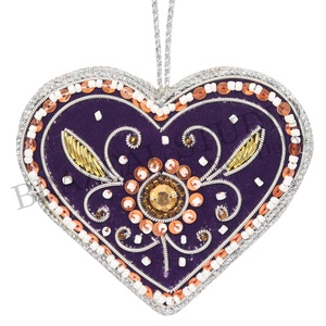 เครื่องประดับต้นคริสต์มาสทำมือจากกำมะหยี่ซาตินปักลายแบบกำหนดเองจาก Brazeal Studio เป็นมิตรกับสิ่งแวดล้อม พร้อมลวดลายรูปนกและกาน้ำจากโรงงาน - Product Image 1