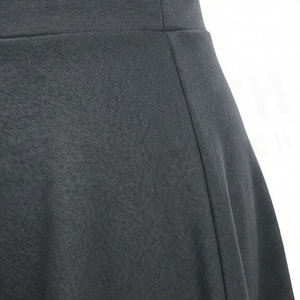 Jupe courte trapèze pour femme, couleur unie, taille élastique, confortable, en tissu spandex et polyester, pour toutes les saisons - Product Image 5