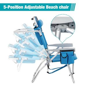 63*70*99cm High Beach Chair Blue 100kg Bearing Capacity Silver White Aluminum Tube Made Oxford Cloth Targeted for Beach Users - Product Image 2